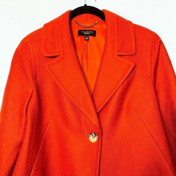 Talbots Women’s Single Button Blazer Wool Blend Burnt Orange Size 14 - Picture 3 of 10